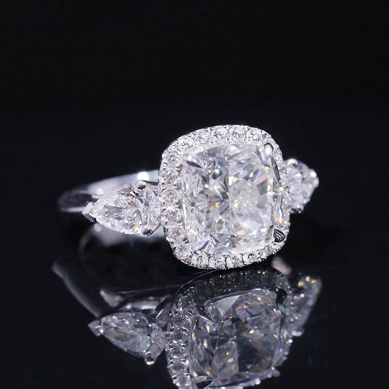Princess Cut Open Luxurious Full 5 Carat Cushion Diamond Moissanite High Carbon Zircon Wedding Ring For Women_voghion.com