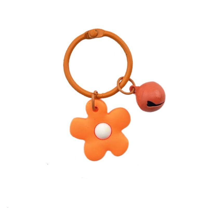 Chaveiro com pingente de sino de pintura de flor colorida DIY Acessórios de joias Presente de feriado Chaveiro Bolsa Pingente_voghion.com