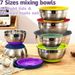 20 Mixing Bowls With Sealed Lids, 304 Stainless Steel Metal Set Bowls, Anti Slip Colored Silicone Bottom, Sizes 7, 3.5, 2.5, 2.0, 1.5, 1, 0.67QT, Perfect For Mixing, Baking, And Service_voghion.com