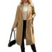 Eleganter Damenmantel aus Wollmischung mit Gürtel in der Taille und Reverskragen – Klassischer langer Trenchcoat für Herbst und Winter, Retro-Chic-Stil, lockere Passform, Gelb_voghion.com