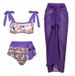 Women's Hip-wrapped Three-piece Swimsuit Color-blocking Printed Beach Sun Protection Clothes_voghion.com