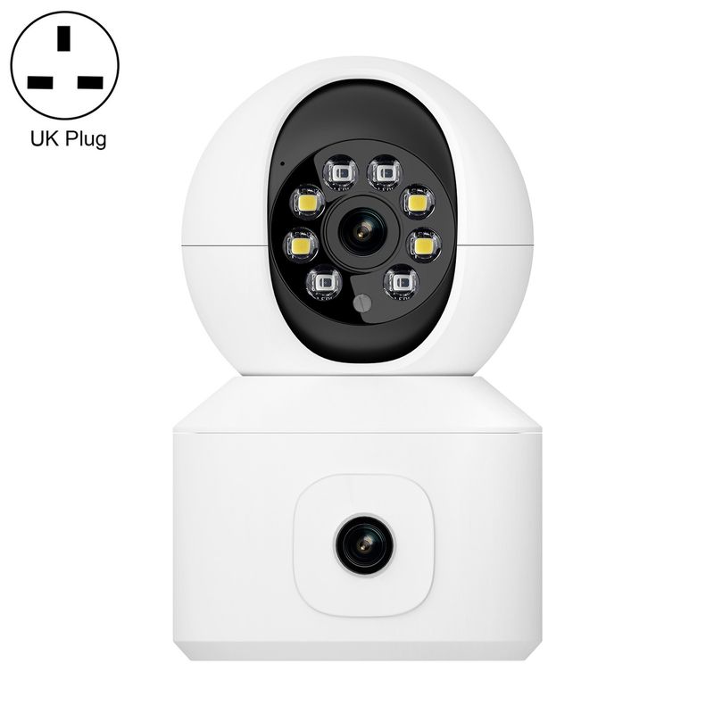 QF010 2x2MP Dual-Objektiv-Dual-Screen-Überwachungs-WiFi-Kamera unterstützt Zwei-Wege-Sprach- und Bewegungserkennung (UK-Stecker)_voghion.com