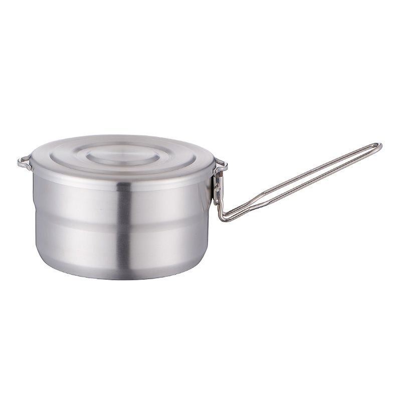 Set di pentole da campeggio in acciaio inossidabile 304 - Pentola pieghevole portatile con manico per escursionismo/picnic (kit di cottura multifunzionale per esterni)_voghion.com