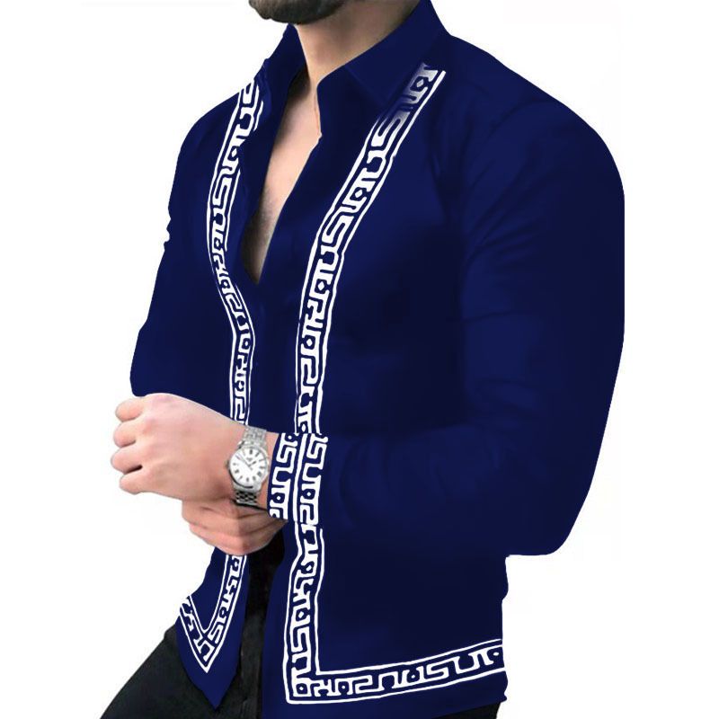 Camicia a maniche lunghe stampata da uomo nuova_voghion.com