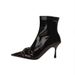 Pointed-Toe Ankle Boots 2025 Fall/Winter New Black Patent Leather Slim-Fit Boots Versatile_voghion.com