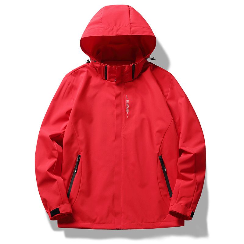 Jacke Einlagige Kapuzenjacke Einfarbig Wasserdicht Damen Dünne Einschuss Winddichte Jacke Herren Drei-Schicht Bergsteigerjacke_voghion.com