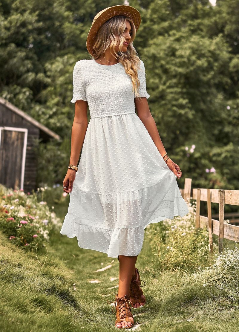 Diyun R&D Design Fashion da donna con ampio scollo a V, elegante e fluido abito attillato_voghion.com