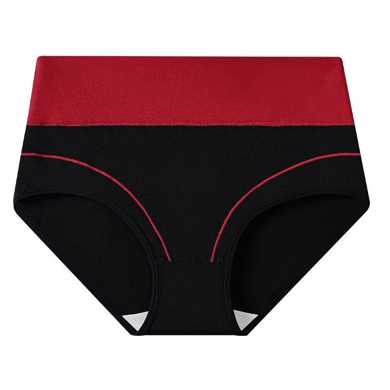 Damenunterwäsche mit Kontrastnähten, hohe Taille, bequemer Damenslip für den Alltag, Damenunterwäsche aus reiner Baumwolle im Schritt_voghion.com