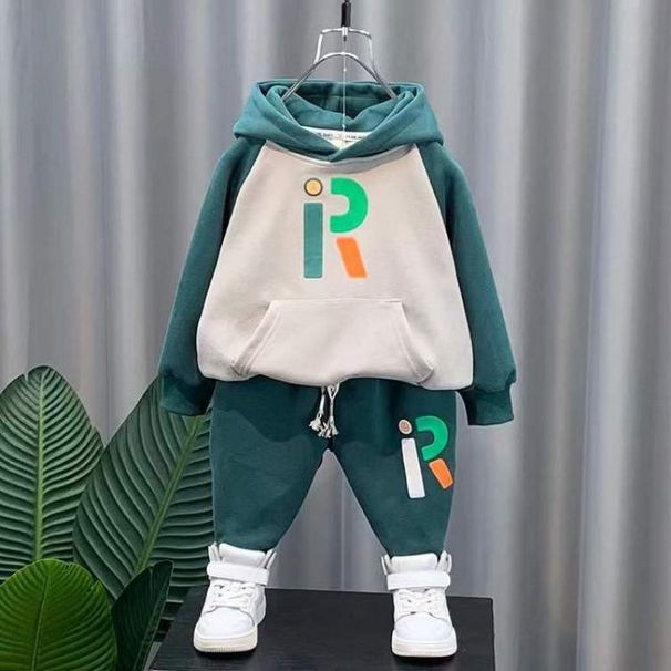 Nuovo stile autunno inverno per ragazzi spessi e morbidi, bella felpa con cappuccio, pantaloni sportivi, set da due pezzi, elegante, di mezza età e grande_voghion.com
