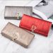 2024 New D Button Women's Long Striped Genuine Leather Cowhide Wallet_voghion.com
