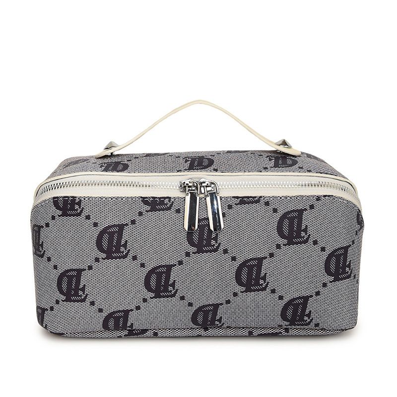 Beauty case in PU stampato alla moda - Organizer da viaggio per articoli da toeletta di grande capacità con manici, leggero e resistente all'acqua per l'uso quotidiano_voghion.com