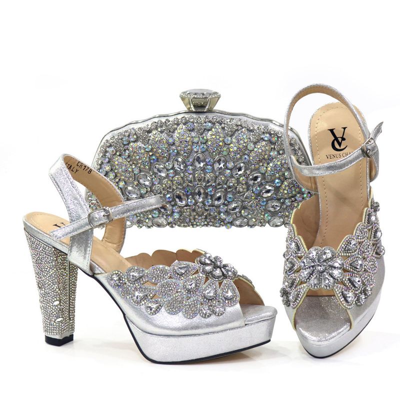Delicate Rhinestones Elegant Fashion High-heeled Sandals With Bags_voghion.com