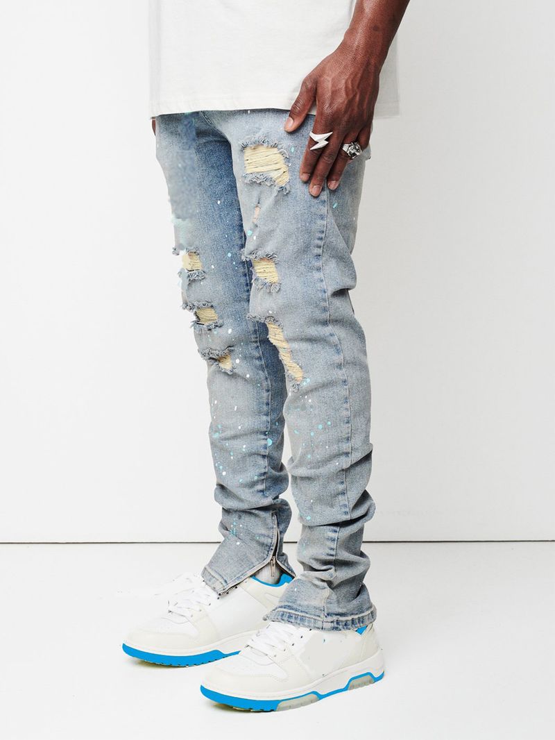 Premium Products Slim Cut Slim-fit Pants New Men's Painted Jeans_voghion.com