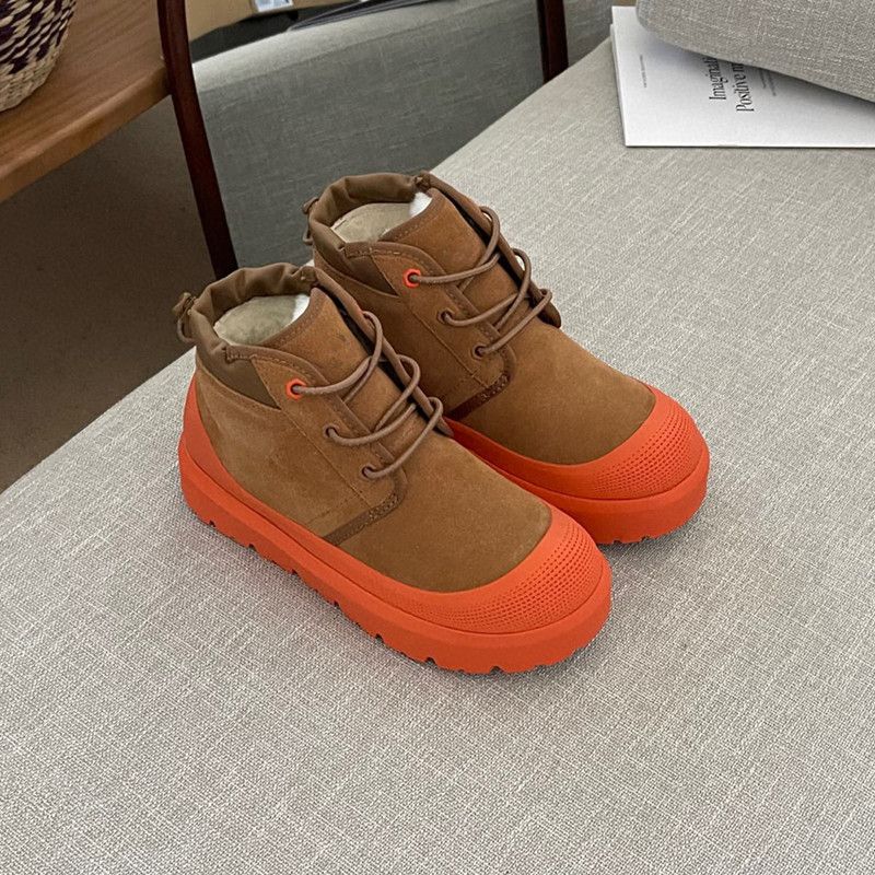 Sangpo Village Schneestiefel aus Schaffell, integriert, warm, für den Außenbereich, hohe Woll-Slipper für Damen, faule Schuhe_voghion.com