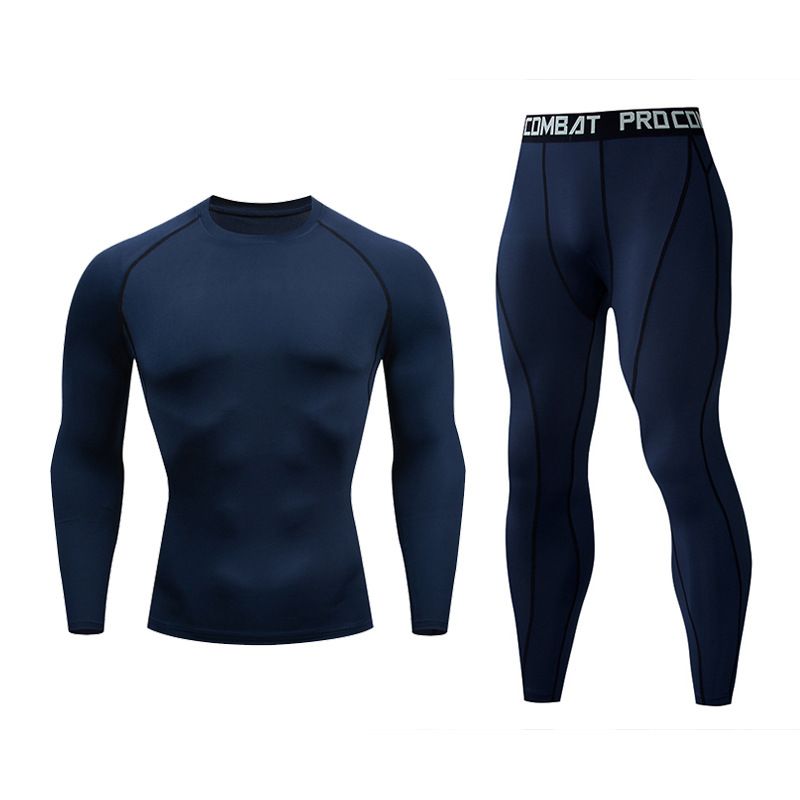 Pantaloni a maniche lunghe da uomo per attività all'aperto, set sportivo attillato per il fitness, basket, calcio, base per la corsa, compressione e asciugatura rapida_voghion.com