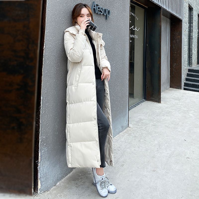 Verdickter, langer Puffermantel für Damen mit abnehmbarem Kragen, warme Winterjacke mit Reißverschluss, übergroßer Prinzessinnen-Stil, Polyester-Außenmaterial, einfarbig_voghion.com