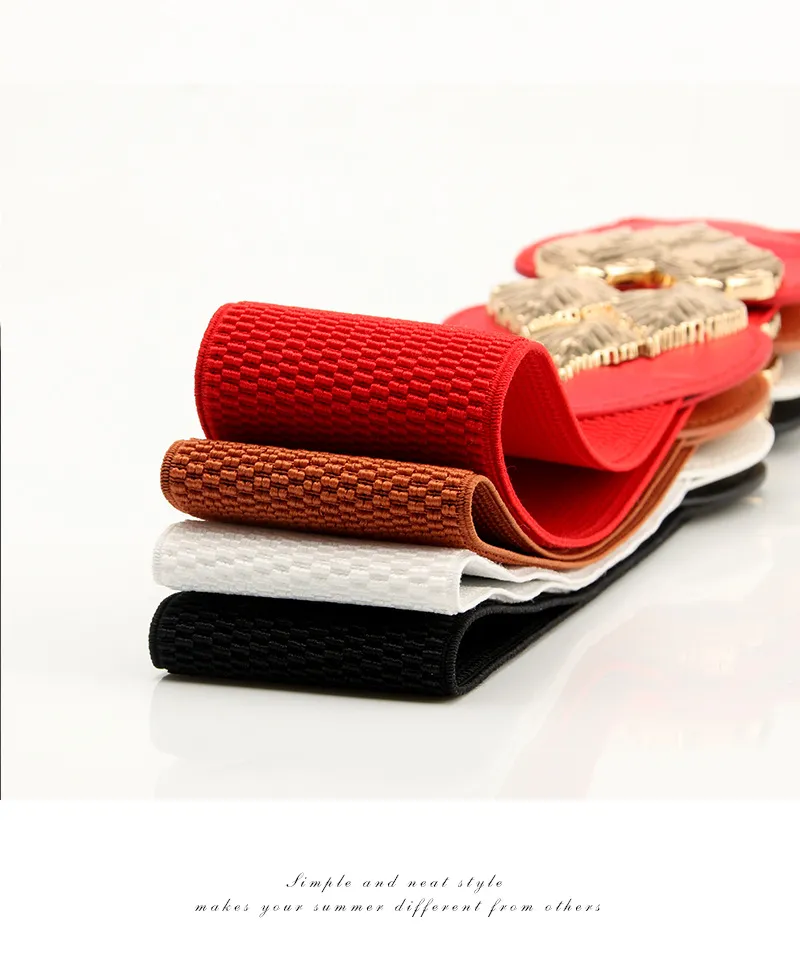 Ceinture élastique femme mode banlieue ceinture femme feuille coeur de pêche élastique large ceinture avec robe_voghion.com