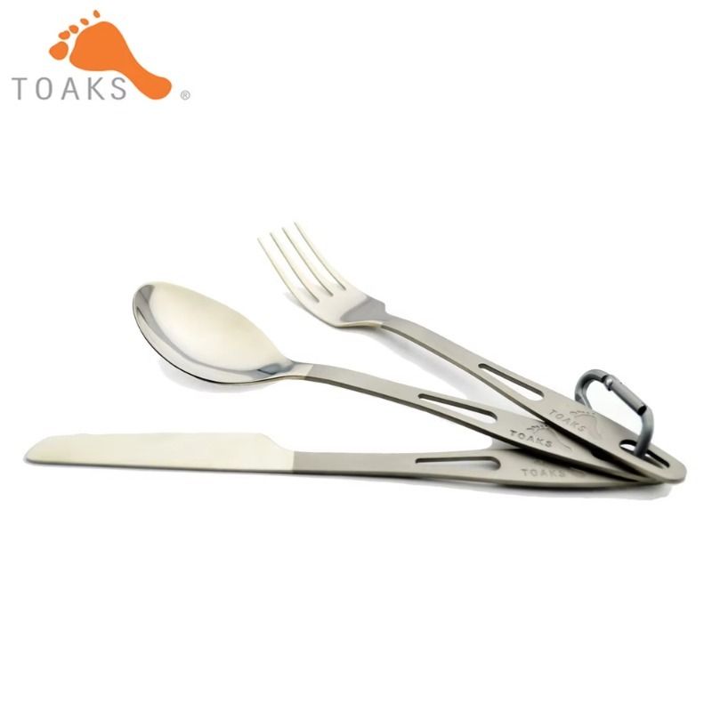 TOAKS Titanium 3-Pieces Cutlery Set Semi-Polished Outdoor Picnic And Household Dual-Use Fork Tableware Spoon SLV-02_voghion.com