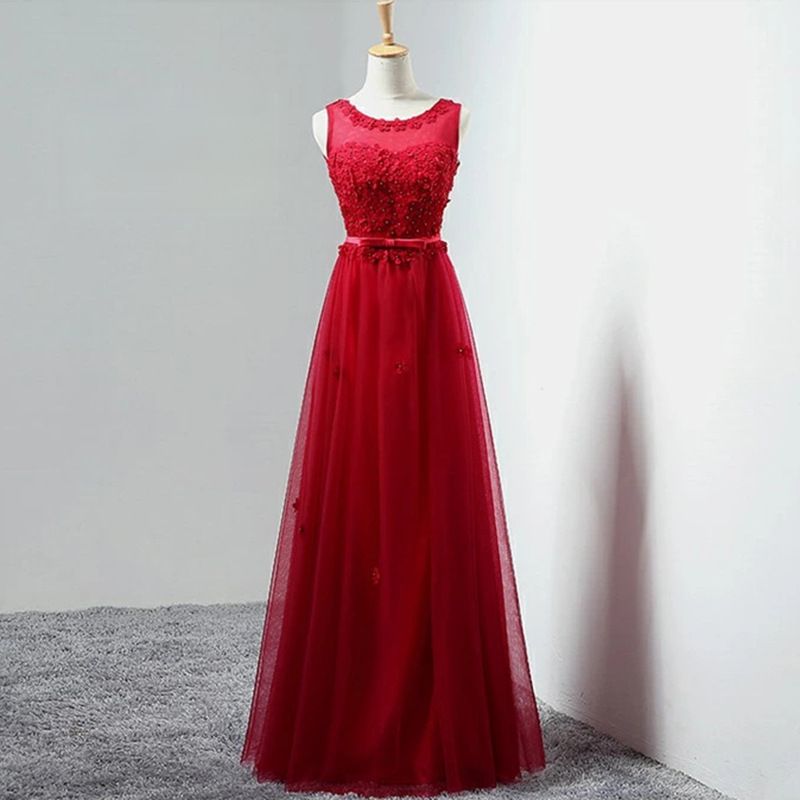 ​​Elegantes ärmelloses Brautjungfernkleid für Hochzeiten, Bankette und Abschlussfeiern – A-Linie, hohe Taille, langes Abendkleid in Rot, Pink, Champagner und mehr​​_voghion.com