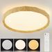 Glitzerlife Deckenlampe LED Deckenleuchte Wohnzimmer - Wohnzimmerlampe Holzoptik Ø40cm 43W Schlafzimmerlampe Dimmbar Mit Fernbedienung Boho Für Küche Flur_voghion.com
