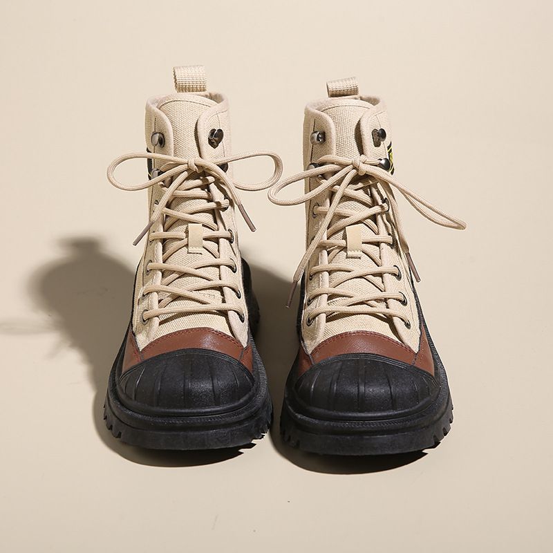 2024 Spring New Martin Korean Versatile Motorcycle Instagram Thick Bottom Canvas Casual Student Boots JCD01_voghion.com