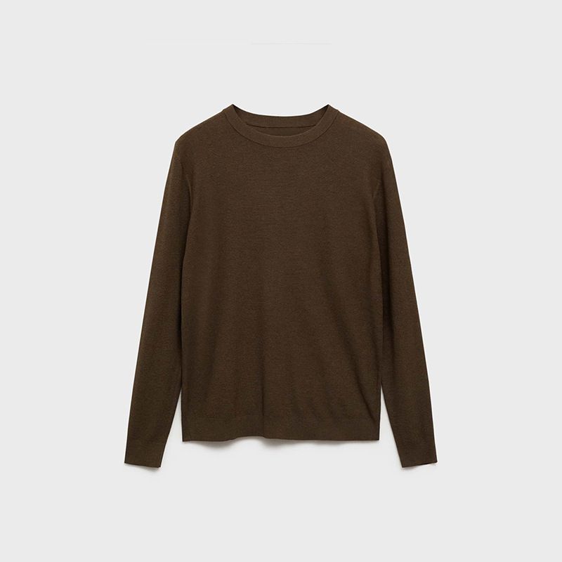 Pull en maille automne/hiver pour homme - Pull col rond extensible et respirant (beige/crème/marron/noir)_voghion.com