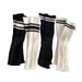 Scaldamuscoli Bootshang, calzini in cotone per donna con calzini in pile lavorato a maglia a righe, stile college, due barre, scaldamuscoli lunghi bianchi caldi per autunno e inverno_voghion.com