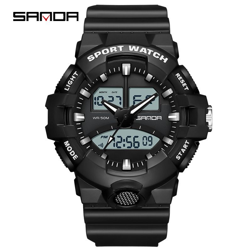 Men's Digital Analog Sports Watch With LED Backlight, 50M Waterproof, Shockproof, Alarm & Date Display For Outdoor & Casual Wear_voghion.com