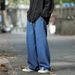 Dark Blue Vintage Jeans Men's Japanese Trendy Brand Drape Straight Pants Ins High Street Ruffian Handsome Drawstring Wide-leg Pants_voghion.com