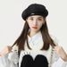 Korean Style Autumn Winter Woolen Metal Label Beret Women Octagonal Big Head Circumference Make Your Face Look Smaller_voghion.com