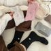 Women's & Men's Knit Wool Socks With Lace Trim And Heart Embroidery, Medium Cuff, Thick Warm Winter Socks For Daily Wear, Cozy And Stylish_voghion.com