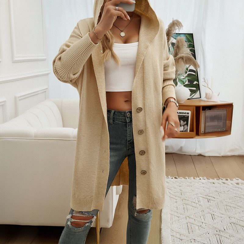 Diyun 2024 Autumn Winter New Casual Loose Cardigan Buttoned Hooded Sweater Coat Women's Fashion_voghion.com