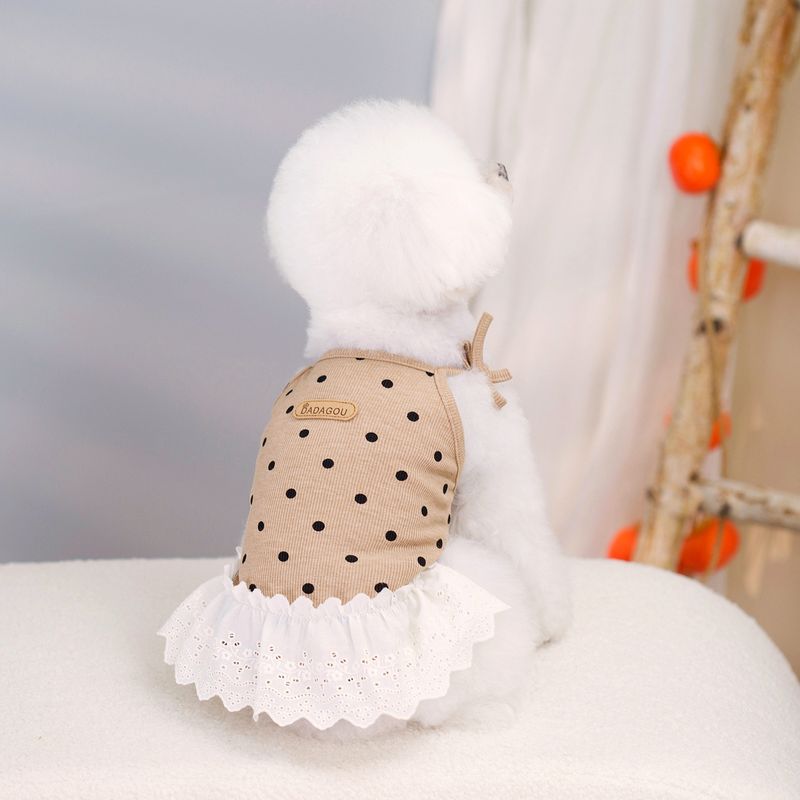 Vêtements pour chien Printemps/Été Ours Teddy Pet Princess 24 Jupe à bretelles à pois coréens_voghion.com