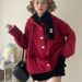Autumn and winter cute style hooded sweater with high-end feel, double pocket milk fufu, heart button knit cardigan_voghion.com