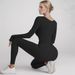 Cross-Border New Threaded High-Quality Fabric Women's Long-Sleeve Bodysuit Shapewear Butt-Lifting Yoga Jumpsuit In Stock_voghion.com