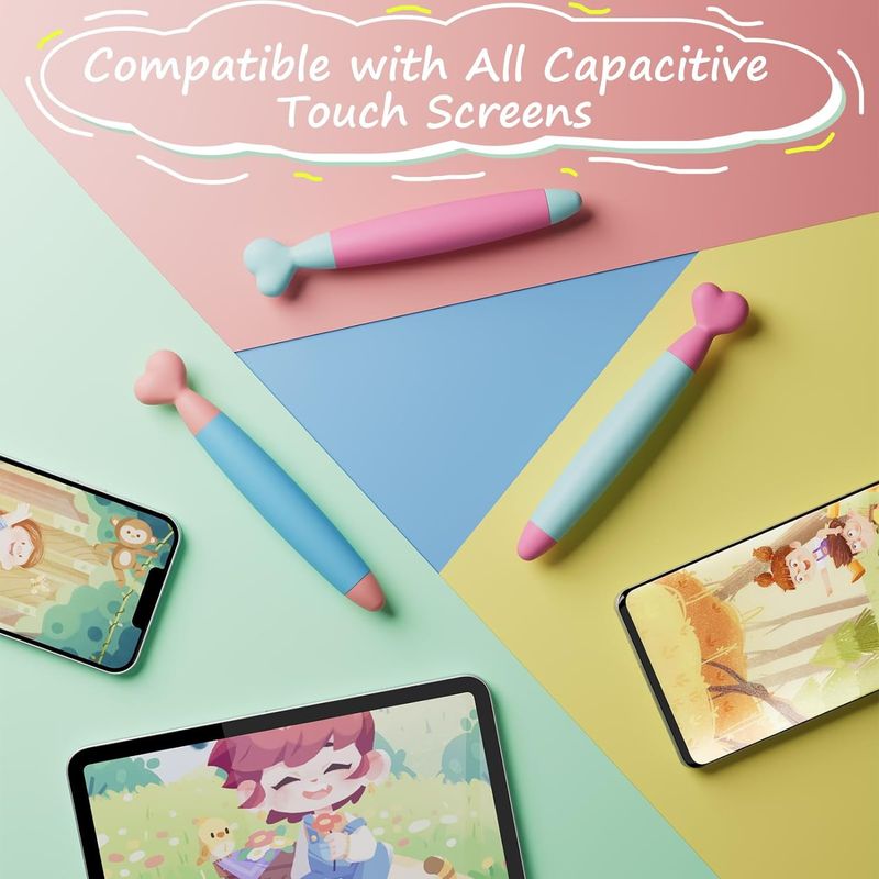 Kids Touch Screen Stylus Set (3-Pack) – Soft Rubber Tips, Universal Compatibility For IPads, IPhones, Tablets & Android Devices_voghion.com