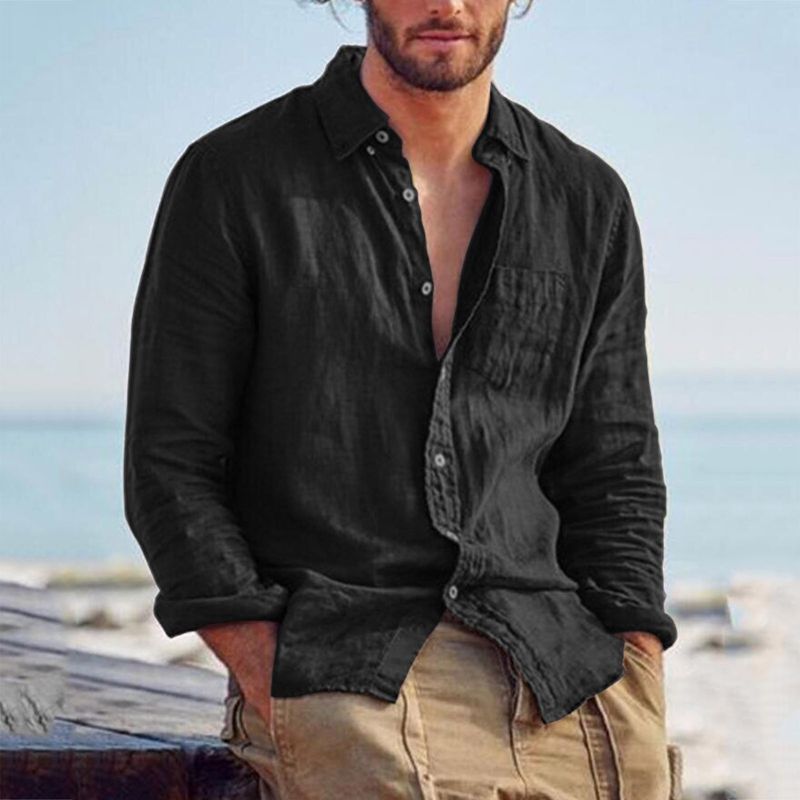 Men's Summer linen short-sleeved T-shirt men's Chinese style oose cotton and linen top clothes _voghion.com