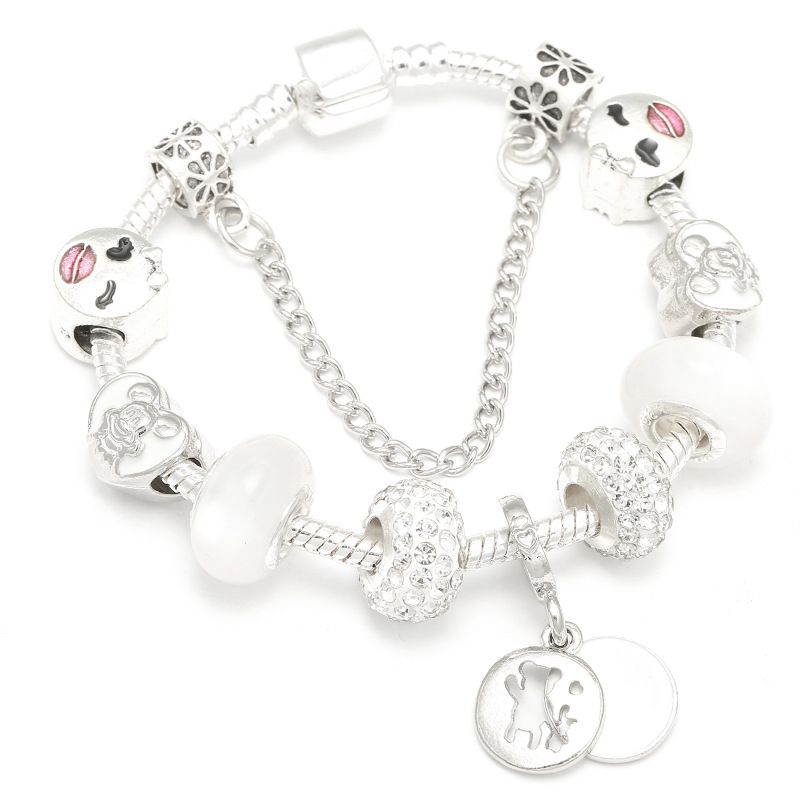 Braccialetti con ciondoli in argento, diamanti, palline di fango, braccialetti con perline a forma di cartone animato, gioielli di lusso_voghion.com