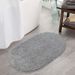 Ultra-Soft Flocked Polyester Bath Mat - Non-Slip Absorbent Oval Rug For Bathroom, Kitchen, Entryway & More, Machine Washable, Modern Solid Color_voghion.com