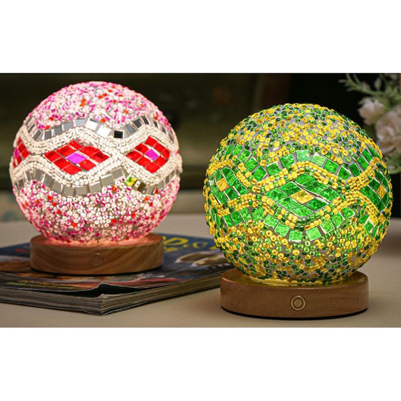 [Creative Ornament] Baroque Night Light Romantic And Free Bohemian Style Creative Rechargeable Colored Glass Desk Lamp_voghion.com
