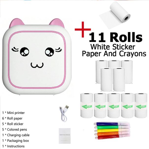 Minidrucker Kabellose Thermodrucker, tragbarer tintenloser Drucker für iPhone, Mini-Aufkleberdrucker, kompatibel mit iOS oder Android_voghion.com