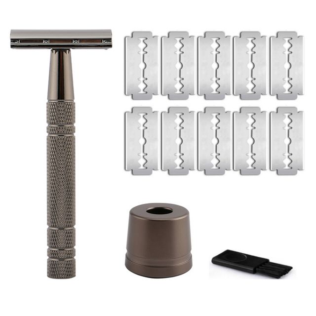 Rose Gold Razor Classic Dubbelkantad Säkerhetsrakhyvel För Herrrakning & Dam Hårborttagning Gratis 10 Rakblad_voghion.com