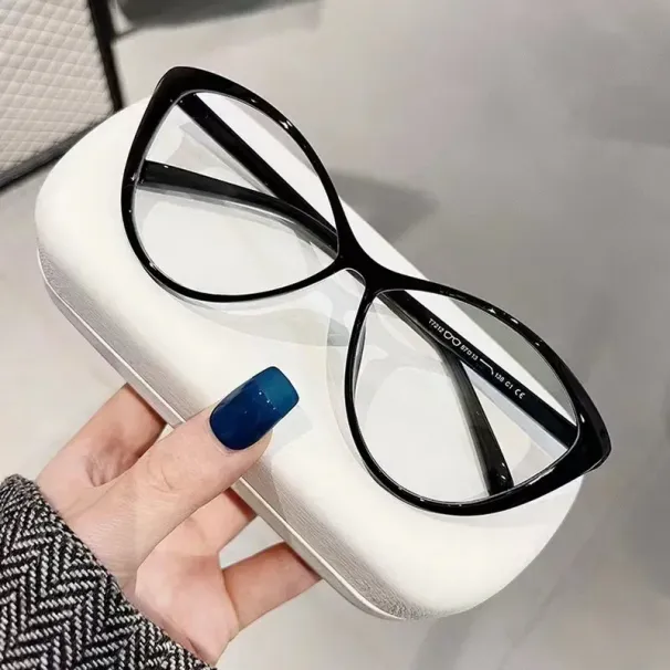 Women'S Vintage Cat Eye Myopia Glasses 2024 Fashion Anti Blue Light Transparent Eyeglasses Large Frame Reading Computer Glasses_voghion.com