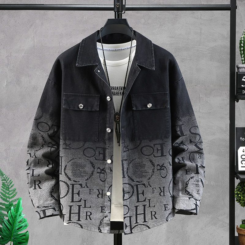Abbigliamento maschile Giacca di jeans di grandi dimensioni da uomo, giacca alla moda primaverile e autunnale da uomo, giacca casual da uomo, giacca primaverile grassa, abbigliamento da studente adolescente_voghion.com
