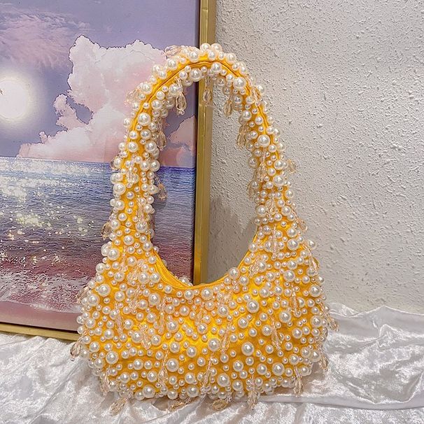 Borsa a tracolla da donna decorata con perle - Elegante e versatile borsa a tracolla con perline di cristallo, piccola borsa da designer per l'uso quotidiano_voghion.com