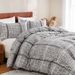 Soft Fiber Grey Modern Printed Duvet Cover Quilt Cover Bedding Three Piece Set_voghion.com