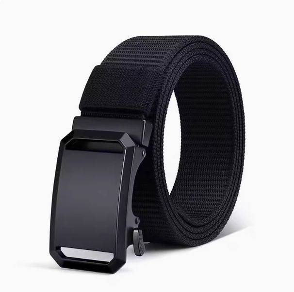 2025 New Men's And Women's Canvas Nylon Belt Non-porous Automatic Buckle Belt Simple White With Light And Durable Student_voghion.com