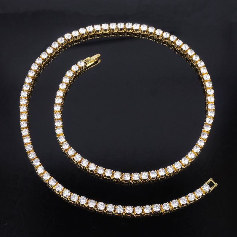 Biżuteria unisex Biżuteria modna Prosta gorąca wyprzedaż 4mm łańcuch tenisowy stop kryształki męskie i damskie pojedynczy rząd łańcuszek na obojczyk w stylu hip hop_voghion.com