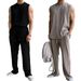 Sommer Cool Ice Silk Weste Hose Einfarbig Mode Herren Plus Size Ärmelloses Top Und Shorts Zweiteiliges Set Für Männer_voghion.com
