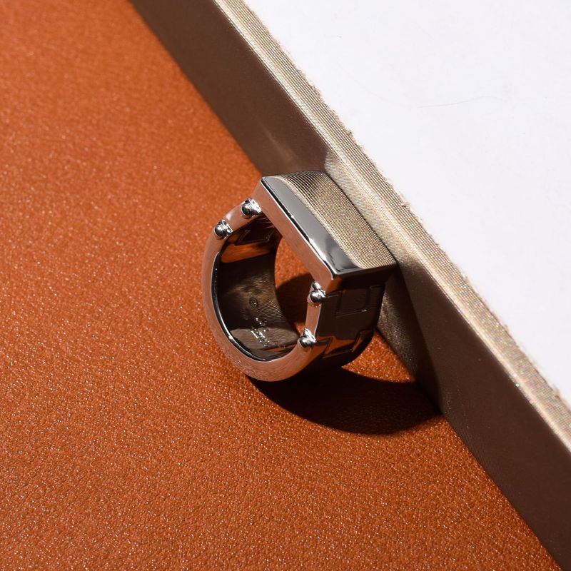 Nuovo anello quadrato unisex in acciaio al titanio massiccio di alta qualità, stile minimalista, di BV Personality Fashion, da donna._voghion.com
